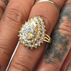 CZ 14K over sterling ring